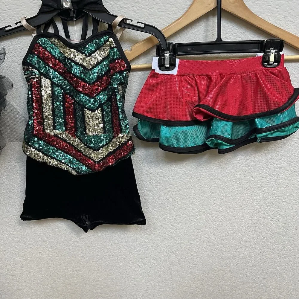 Curtain Call Size Child Small Rebel Beat Sparkly Dance Costume Multi Sequined